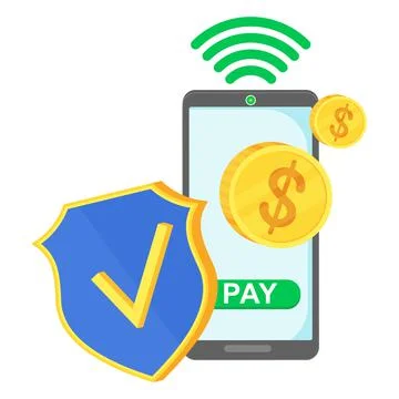 Mobile banking. Secure Internet online payments. Money transfer. Stock Illustration