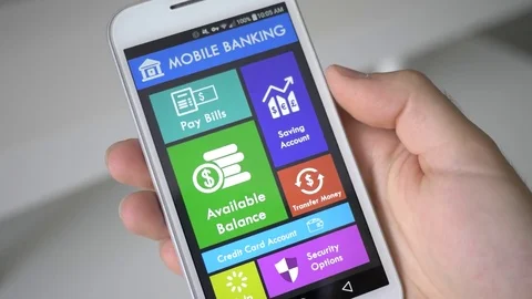 Mobile Banking Security Options on Smartphone App Stock Footage