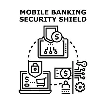 Mobile banking security shield protecting digital financial transactions Stock Illustration