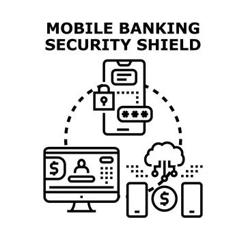 Mobile banking security shield protecting digital financial transactions Stock Illustration