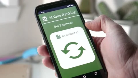 Mobile Banking on a Smartphone app Processing a Transaction Stock Footage 142412248