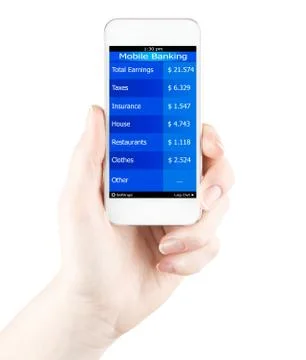 Mobile banking in smartphone Stock Photos