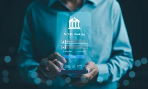 Mobile banking technology concept. Stock Photos