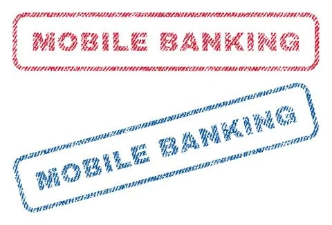 Mobile Banking Text Textile Seal Stamp Watermarks Illustrazione stock