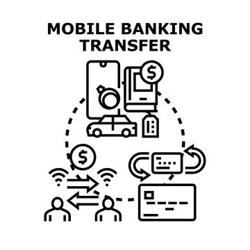 Mobile banking transfer digital transaction concept illustration Stock Illustration