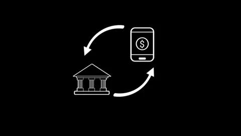 Mobile Banking Transfer Icon Rotating Animation Stock-Footage 342607345