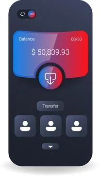 Mobile Banking User Interface Template With Gradient Balance Display And Tr.. Illustrazione stock