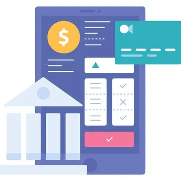 Mobile banking vector phone flat icon isolated Stock Illustration