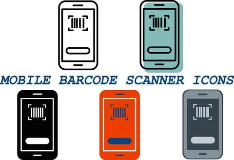 Mobile bar code scanner logistics app icons Illustrazione stock