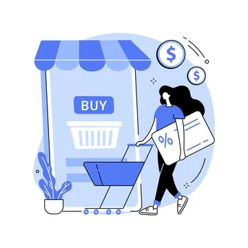Mobile based marketplace abstract concept vector illustration. Illustrazione stock