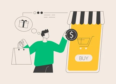 Mobile based marketplace abstract concept vector illustration. Stock Illustration