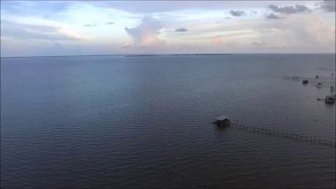 Mobile Bay Drone Descending Stock Footage
