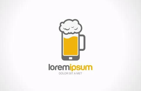 Mobile beer glass pub vector logo design template. bar cafe concept. Stock Illustration