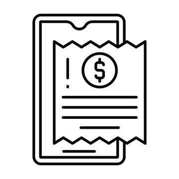 Mobile Bill Payment Line Icon Stock Illustration