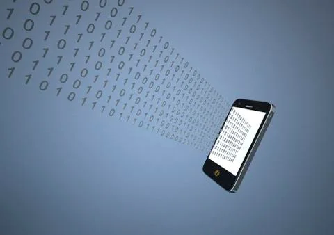 Mobile with binary code against gray background, close up イラスト素材