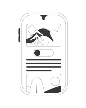 Mobile blog post interface with toggle switch 2D line object Stockillustratie