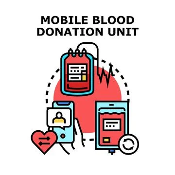 Mobile blood donation unit concept with digital technology Stock Illustration