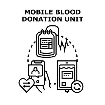 Mobile blood donation unit concept with digital technology Stock Illustration