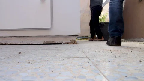 Mobile bomb shelter being deployed in a house in Israel Stock Footage 128035611