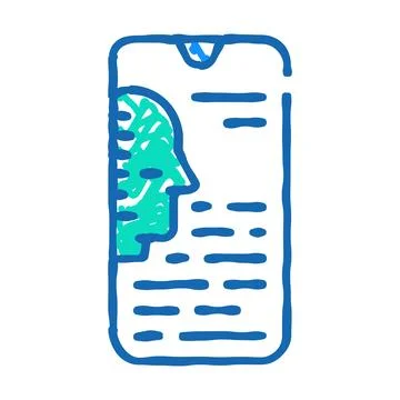Mobile bot icon doodle illustration Stock Illustration