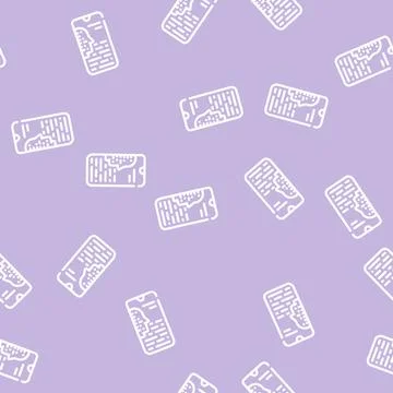 Mobile bot line vector seamless pattern line Stock Illustration