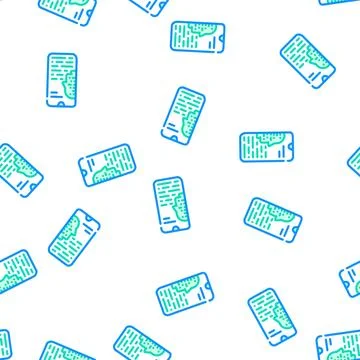 Mobile bot vector seamless pattern line Stock Illustration