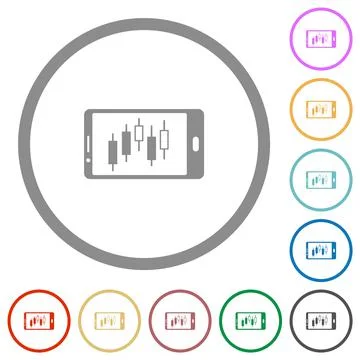 Mobile broker landscape mode flat icons with outlines イラスト素材
