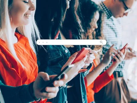 Mobile browser virtual search people www tool bar 스톡 사진