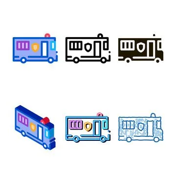 Mobile bus icon vector outline minimal Stock Illustration