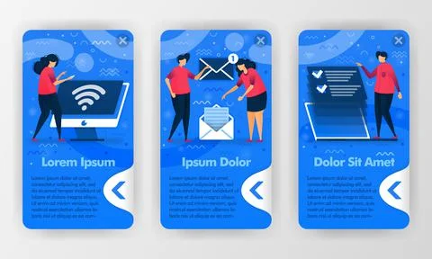 Mobile business apps introduction to work digitally with cartoon flat illustr Stock Illustration