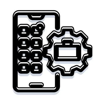 Mobile business settings app management and workflow Stock Illustration