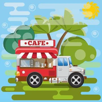 Mobile cafe. Stock Illustration