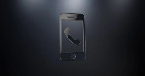 Mobile Call Black 3d Icon Stock Footage