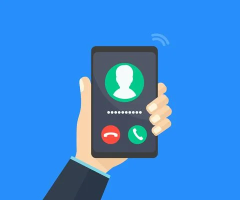 Mobile call screen, call screen smartphone interface logo design. Illustrazione stock