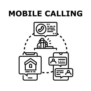 Mobile calling communication network concept illustration Stock Illustration
