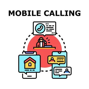 Mobile calling communication network concept illustration Stock Illustration