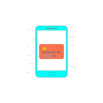 Mobile card pay icon or illustration in outline style Stock Illustration