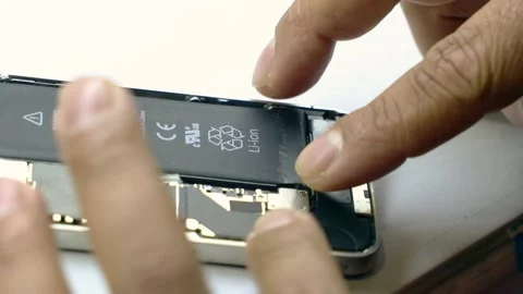 Mobile cell phone battery fitting Stock Footage 152087235
