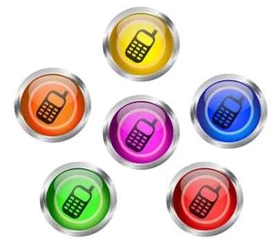 Mobile cell phone icon button Stock Illustration