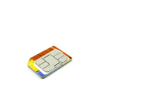 Mobile cellular phone micro sim card chip isolated on white Stock Photos
