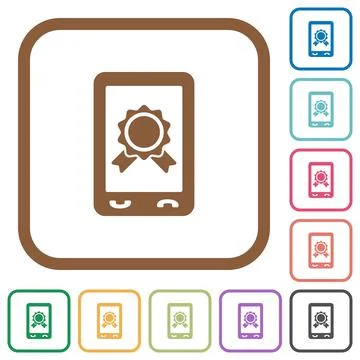 Mobile certification simple icons Stock Illustration