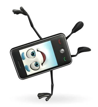 Mobile character is jumping Stock Illustration