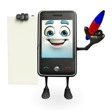 Mobile character with pen Stock Illustration