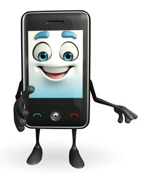 Mobile character is shake hand Stock Illustration