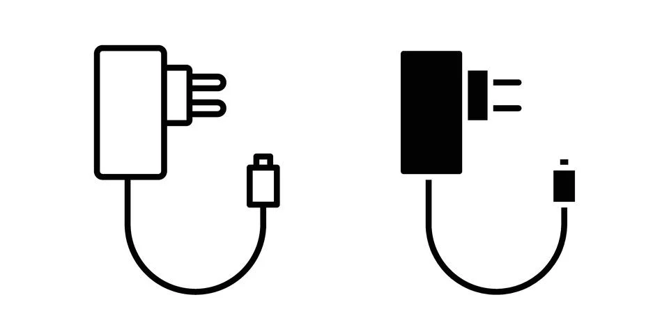 Mobile charger icon black vector isolated on white Stock Illustration