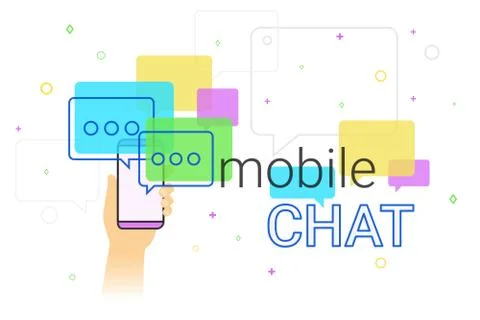 Mobile chat and messenger on smartphone creative concept illustration Stock-Illustration