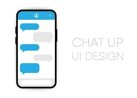 Mobile chat app UI vector mockup on smartphone screen. Social network design  Illustrazione stock