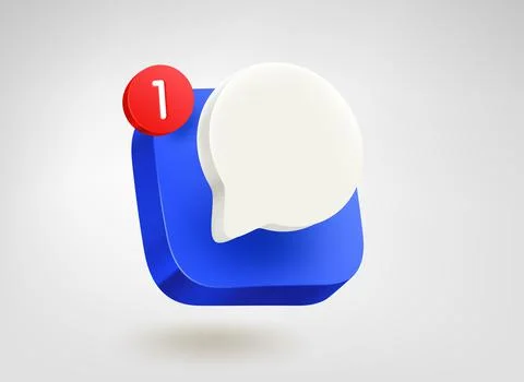 Mobile chat application concept. 3d vector mobile application icon with notif Stock-Illustration
