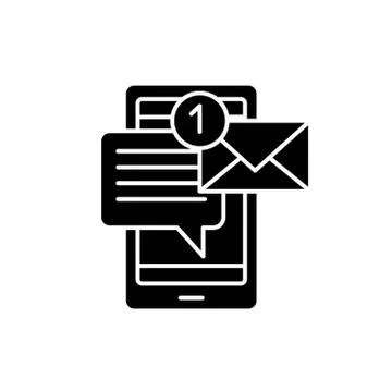 Mobile chat bot black icon, vector sign on isolated background. Mobile chat bot Illustrazione stock