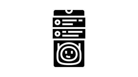 Mobile chat bot glyph icon animation Stockbeeldmateriaal 326158113